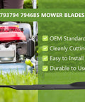 Beefy High Lift Mower Blades Set For 60 Inch Hustler Mower 3 Pack Replaces 793794 794685 next to lawn mower