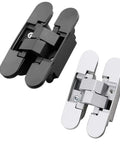 Black and silver Invisible Cross Hinge 180 Degree Concealed Folding Door Hinge For Cabinets And Cupboards Adjustable Silver Hardware