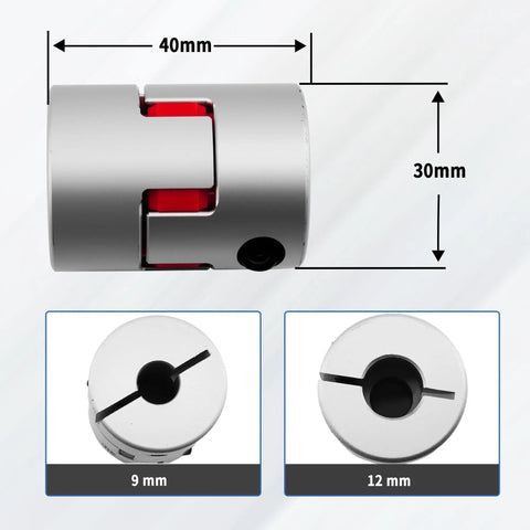 Aluminum Alloy Plum Flexible Shaft Coupling For CNC Machines And Servo Motors 9mm to 12mm, 30mm by 40mm