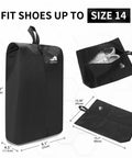 Smell Proof Cleat Bag With Odor Absorbing Tech Water Resistant And Lightweight Shoe Organizer for size 14 shoes, black design