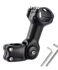 Adjustable Bike Stem Riser Extender for 28.6mm Fork and 31.8mm Bars 110mm length with 0 to 60 degree tilt, black, with tools