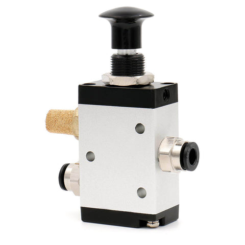 3 Way 2 Position Pneumatic Hand Valve With Handy Manual Control, One Quarter Inch PT Port, Normally Closed, 3 Port Valve, Cv 0.89