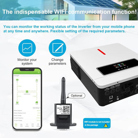Heavy Duty 6.2 KW Solar Hybrid Inverter 48V with optional WiFi module for monitoring and parameter changes.