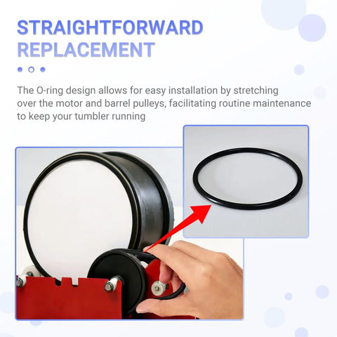 Hand installing A-R1 Drive Belt Replacement For Rotary Rock Tumbler Compatible with A-R1 A-R2 A-R6 A-R12 and Model B Buna-N rubber belt