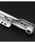 Close-up of Two Cabinet Rails And Drawer Track Slides For Quiet Smooth Movement On Computer Desks And Keyboard Setups Includes Chute