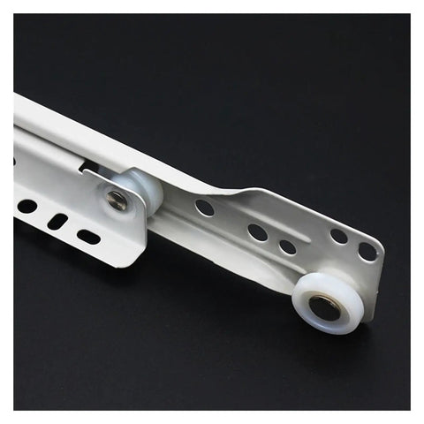 Close-up of Two Cabinet Rails And Drawer Track Slides For Quiet Smooth Movement On Computer Desks And Keyboard Setups Includes Chute