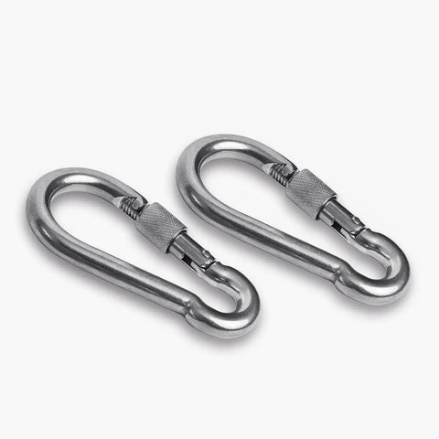 Badass Heavy Duty 304 Stainless Steel Double Ended Swivel Eye Hook With Rust Proof Snap Hooks For Tree Swing And Spinner Hanger Smooth 360 Spin No Rope Headaches For Backyard Vibes And Weekend Builds with two screw top carabiners.