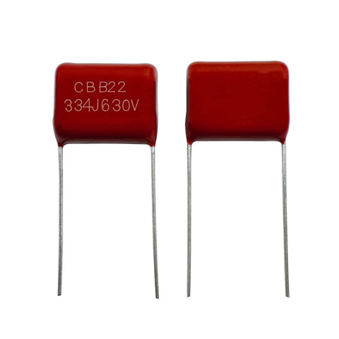 Two metallized polypropylene film capacitors CBB22 630V from Capacitor Kit With 25 Values And 250 Pieces