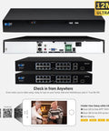 Bulletproof 6K 12MP Color Night Vision Ai Security Camera System With Top Shelf 32 Channel Nvr And Sixteen Weatherproof Poe Ip Cameras Packing Eight Bullet And Eight Dome Lenses For Badass Home Or Shop Security, NVR and POE switches.