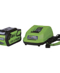 40V Cordless 10 Inch Tiller Cultivator With 4Ah Battery And Charger Included, green lithium battery and charging unit set
