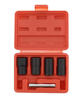 Five Piece Lug Nut Extractor Socket Set For Rusted Stripped Bolts And Nuts Twist Socket Design With One Half Inch Drive