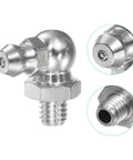 Stainless Steel 90 Degree Grease Fitting Elbow M6 x 1mm Thread for Hydraulic Systems, detailed view of 3 angles