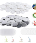 Premium Top Tier 200 Piece 2 Inch 58 Mm Button Maker Supplies And Pin Back Crafting Kits featuring metal caps, plastic backs, and clear films.