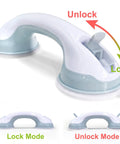 Heavy Duty Grab Bars 12 Inch 2 Pack ADA Compliant Shower Safety Handrails for Seniors in lock and unlock modes