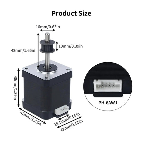 Go To Replacement X Axis Stepper Motor For K1 Max After 2024 Version, 42x42x48mm, 1.8 Degree, 1.8A, 20 Teeth Wheel Pulley size details