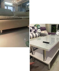 Adjustable Metal Furniture Legs Four Pack with M10 Bolts, aluminum alloy feet installed on a sofa and coffee table, modern support