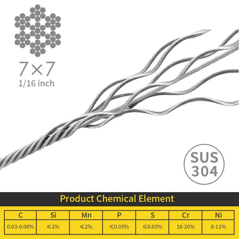 Top Shelf 304 Stainless Steel Wire Rope One Sixteenth Inch Thick 328 Foot Spool Seven By Seven Aircraft Grade Cable Comes Loaded With 150 Crimp Sleeves For Fence Lines Garden Trellises And Quick Outdoor Jobs