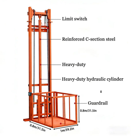 Heavy Duty Hydraulic Scissor Lift Table 2200 Lbs Capacity 33 Ft Height with limit switch and heavy-duty frame components.