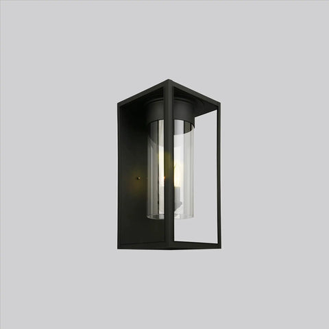 Matte Black Outdoor Wall Lantern With Clear Glass And LED Dimmable Lighting, Weatherproof Sconce For Porch Patio Or Garden, Modern Dope Look