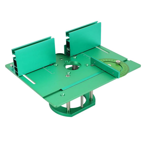 Heavy Duty Woodworking Bench Router Plate System With Precise Adjustable Height Lift And Sure Grip Clamping Mount top view of CNC aluminum router lift plate