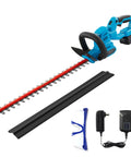 Cordless Hedge Trimmer With 22 Inch Dual Action Blades 20V 4Ah Battery Included Fast Charger And Safety Goggles
