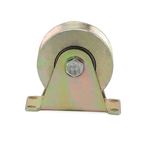 4 Pack 3 Inch V Groove Track Rollers With Bracket, Workhorse Heavy Duty 45 Steel Sliding Gate Casters Wheels, front view