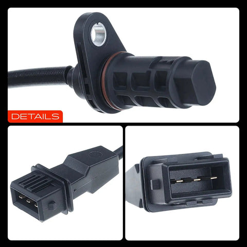 Engine Crankshaft Position Sensor Direct Replacement For Hyundai And Kia Fits Santa Fe 2010 2012 Santa Fe Sport 2013 2015 Sonata 2006 2014 Sonata 2011 2014 Tucson 2010 2015 Forte 2010 2013 Plug And Play OEM Grade black sensor with 3-pin connector