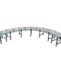 Workhorse 24 Inch Powered Flexible Roller Conveyor Built Rock Solid For Friction Free Package Transport and Lightning Fast Warehouse Loading Zones With Quick Length Tweaks, curved and extended view.