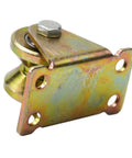 Premium V Groove Wheel Pack And Sliding Gate Casters Crafted From Heavy Gauge Steel For Rock Solid Track Guidance With Top Shelf Durability And No Sweat Installation. Close-up of steel caster.