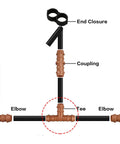 Diagram showing 20 Piece Drip Irrigation Tee Fittings for 1/2 Inch Tubing Barbed 3 Way Connectors in a garden setup