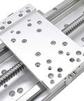 Close-up of Beefy Heavy Duty Sliding Table Travel Kit With 8 Inch Travel 1605 Ball Screw HG15 Linear Rail Guide 250 Kg Load