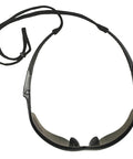 Nemesis Vision Correction Safety Sunglasses With 1.5 Diopters, Black Frame, Smoke Lenses, neck cord visible