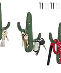 Roll With That Chill Southwest Vibe Using This Set Of Three Rustic Green Cast Iron Cactus Wall Hooks with keys and leashes.