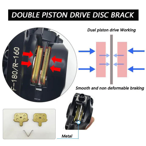 Rock Solid Mechanical Disc Brake Calipers Set For Road And Mountain Bikes Dual Piston Wire Pull Aluminum Alloy diagram