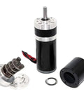 Compact Planetary Gear Motor 12V 24V DC With 32MM Speed Reducer visible with gears and solid mounting brackets.