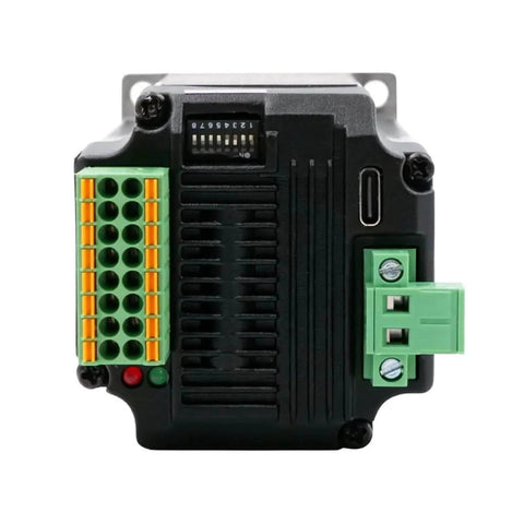 Front view of Integrated DC Servo Motor With Encoder For 3D Printers, Bottom Wiring Design, 3000 RPM, Pro Grade Motion Control Servo