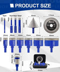 Diamond Drill Bits Kit For Tile And Stone Core Bits Hole Saw Set With Mold Guide and Hollow EVA Jig, 13-Piece Set display