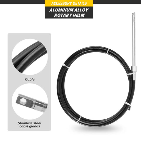 Pro Grade Boat Steering Kit With 14 Ft Steering Cable For Outboard Motors Standard Tapered Shaft Three Quarter Inch Universal Steering System For Yachts And Fishing Boats Durable Alloy Rudder For Smooth, Responsive Handling On The Water coil and close-up details.