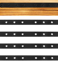 4 Pcs Stainless Steel Straight Brace Plates Black Flat Metal Brackets for Wood with Easy Installation shown with wood