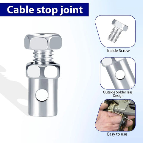 Cable stop joint from 20 Piece Universal Clutch, Brake, and Throttle Cable Ends Kit With One Eighth Inch Crimp Ends.