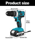 Product size of Heavy Duty Cordless Drill Plus Electric Screwdriver Power Tool Set With Rechargeable Battery And Two Speed Settings Plus Twenty Five Torque Adjustments For Slick Crafting Projects That Knock Out Tasks With Zero Sweat.