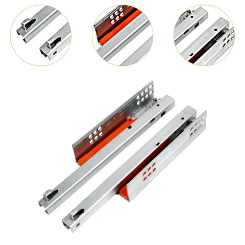 Heavy Duty Undermount Drawer Slides 2 Pack With Push To Close Bottom Mount Rails For Furniture Drawers, 25 cm metal slides