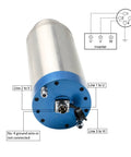 Heavy Duty Cnc Spindle Motor With Water Cooled Design And Er25 Chuck 5.5 Kw Power showing wiring connections and plumbing details.