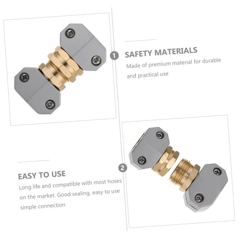 Top Quality Garden Hose Repair Kit featuring 3 Sets Of Durable Aluminum Alloy Connectors That Fight Rust And Stop Leaks For Sturdy Outdoor Water Setup. These Flexible Brass Fittings Make Easy Work Of Fixing Leaky Hoses Fast So You Can Get Back To. brass and aluminum hose repair connector shown in two views