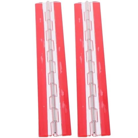 Two Pack Self Adhesive Piano Hinge Transparent Plastic Butt Long For Piano Projects, red stainless steel hinges displayed