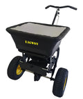 Pro Grade Walk Behind Broadcast Spreader For All Season Lawn Care And Commercial And Residential Use With 100Lb Hopper And 13 Inch All Terrain Pneumatic Tires Enclosed Gearbox Grate Cover Spreads Seed Fertilizer Salt And Snow Melt Across Large Areas