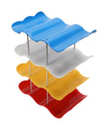 Colorful Go-To Four-Tier Stackable Cup Organizer With Wave Shape Bottle Rack for Kitchen Counter or RV