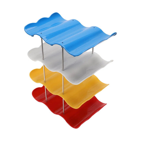 Colorful Go-To Four-Tier Stackable Cup Organizer With Wave Shape Bottle Rack for Kitchen Counter or RV