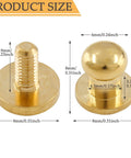 Slick Gold Brass Chicago Screws Combined With Round Head Button Studs For Rock Solid Hardware Fittings And Handymen Diy Fixes In A Sweet Fifteen Pack That Truly Delivers Bang For Your Buck On Daily Tasks, displaying dimensions.