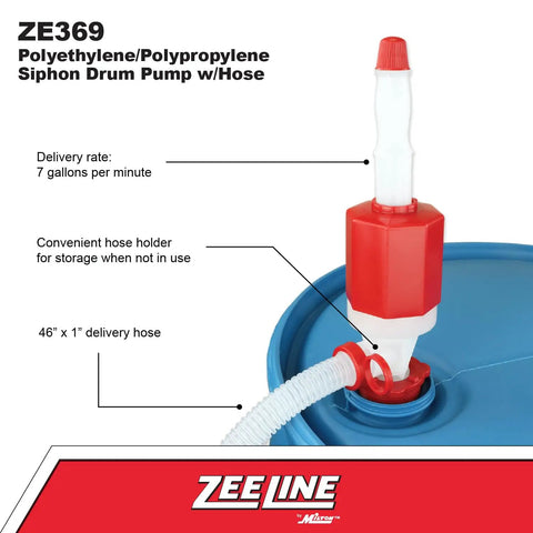 Heavy Duty Manual Drum Siphon Pump Works Like A Charm With Forty Eight Inch Flexible Hose handles chemicals at 7 gpm.